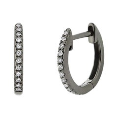 14 Karat Black Rhodium Diamond 0.07 Carat Huggie Earrings