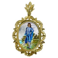 Pendentif « Blue Boy » en or 14 carats peint à la main, modèle MOP n°0676