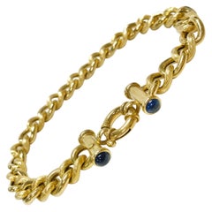 14 Karat Blue Sapphire Cuban Link Bracelet