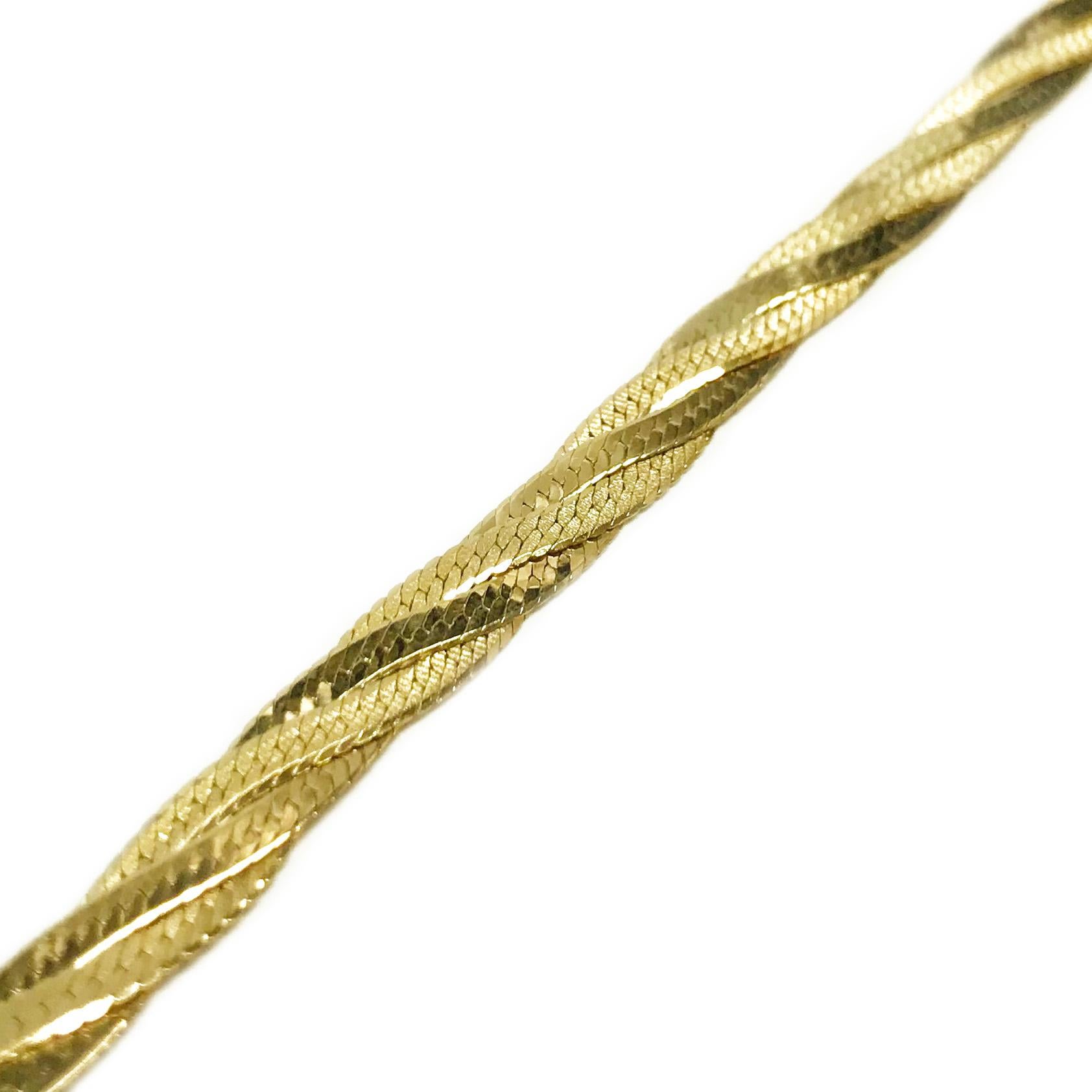 14k gold braided herringbone necklace