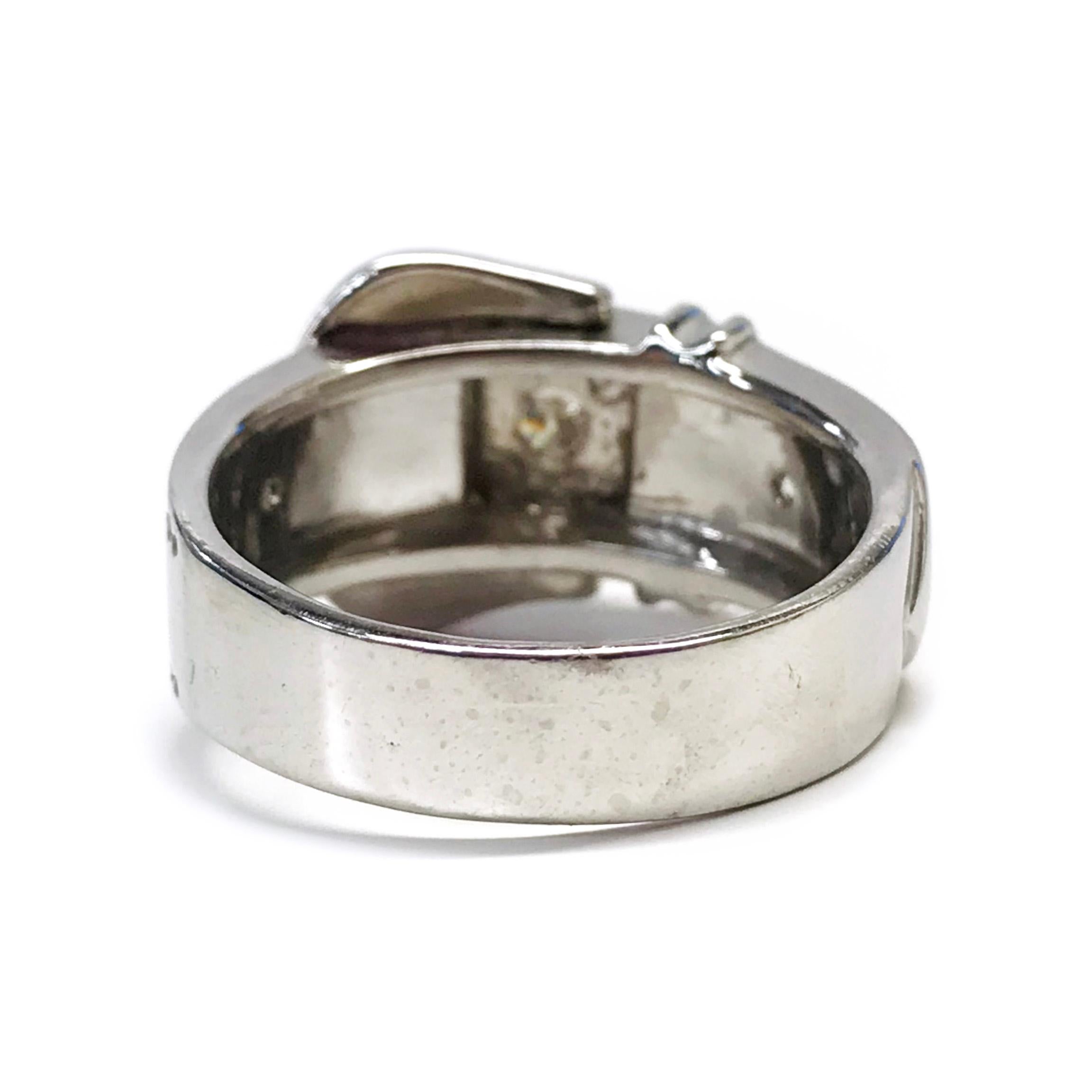 Contemporary White Gold Buckle Diamond Ring For Sale
