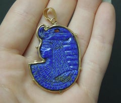 14 Karat Carved Lapis Cleopatra Amulet