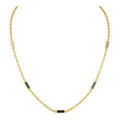 14 Karat Chain Necklace with Multi Colored Enamel Bar Stations