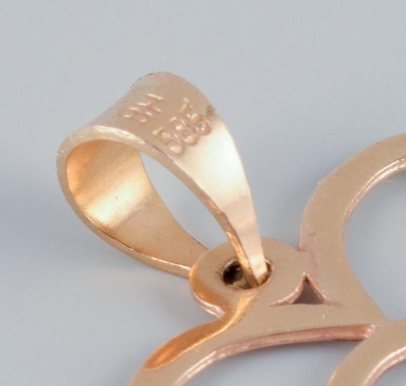 Pendentif Chanti en or 14 carats en forme de cœur avec un symbole masculin  Excellent état - En vente à bronshoj, DK