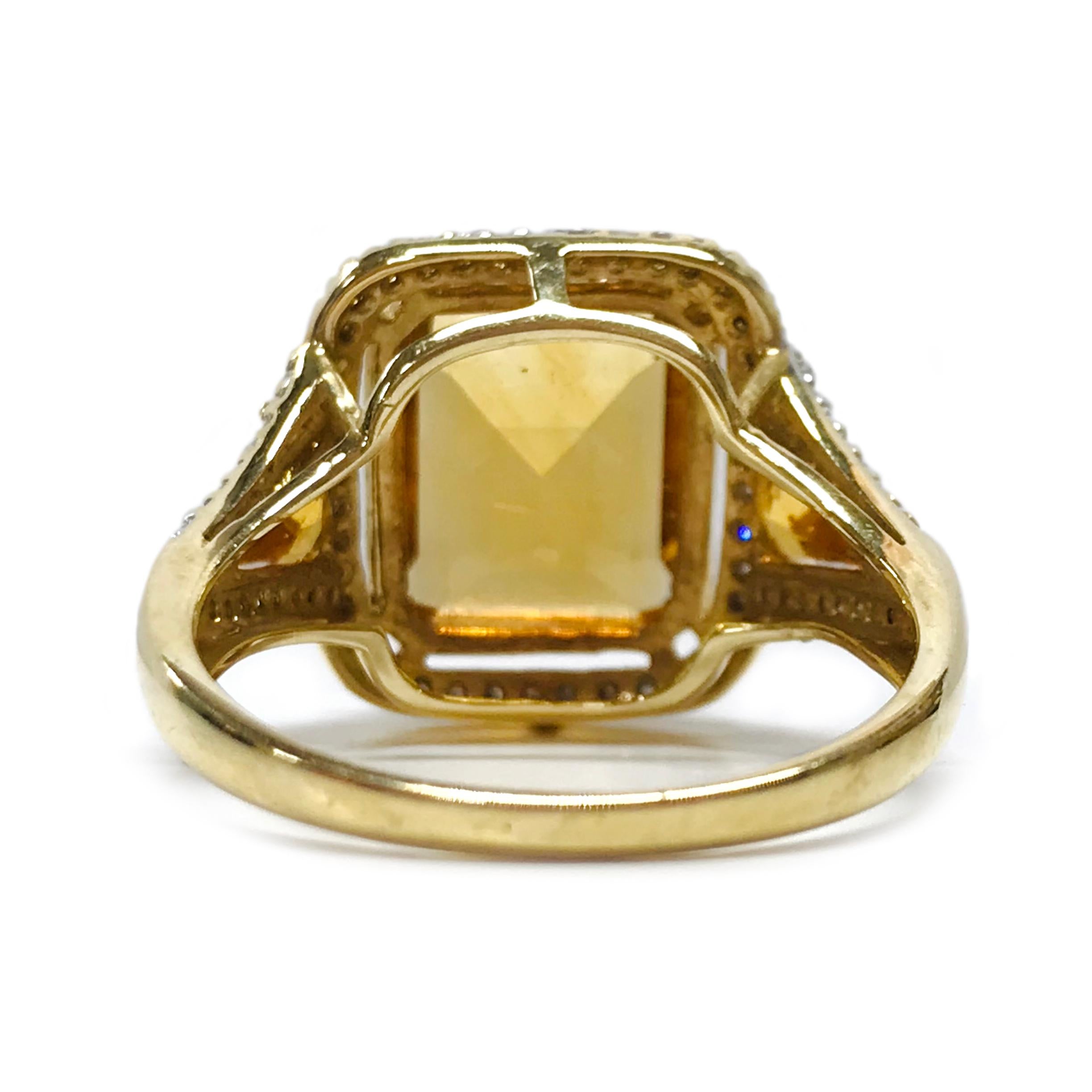 Yellow Gold Citrine Diamond Cocktail Ring In Good Condition For Sale In Palm Desert, CA