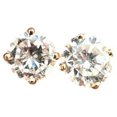 14-Karat-Ohrstecker mit klassischen Naturdiamanten, 0,90 Karat, nahezu farblos, Brillantschliff