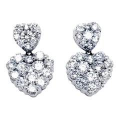 2.88 Ct 14 Karat Cluster Heart Earrings