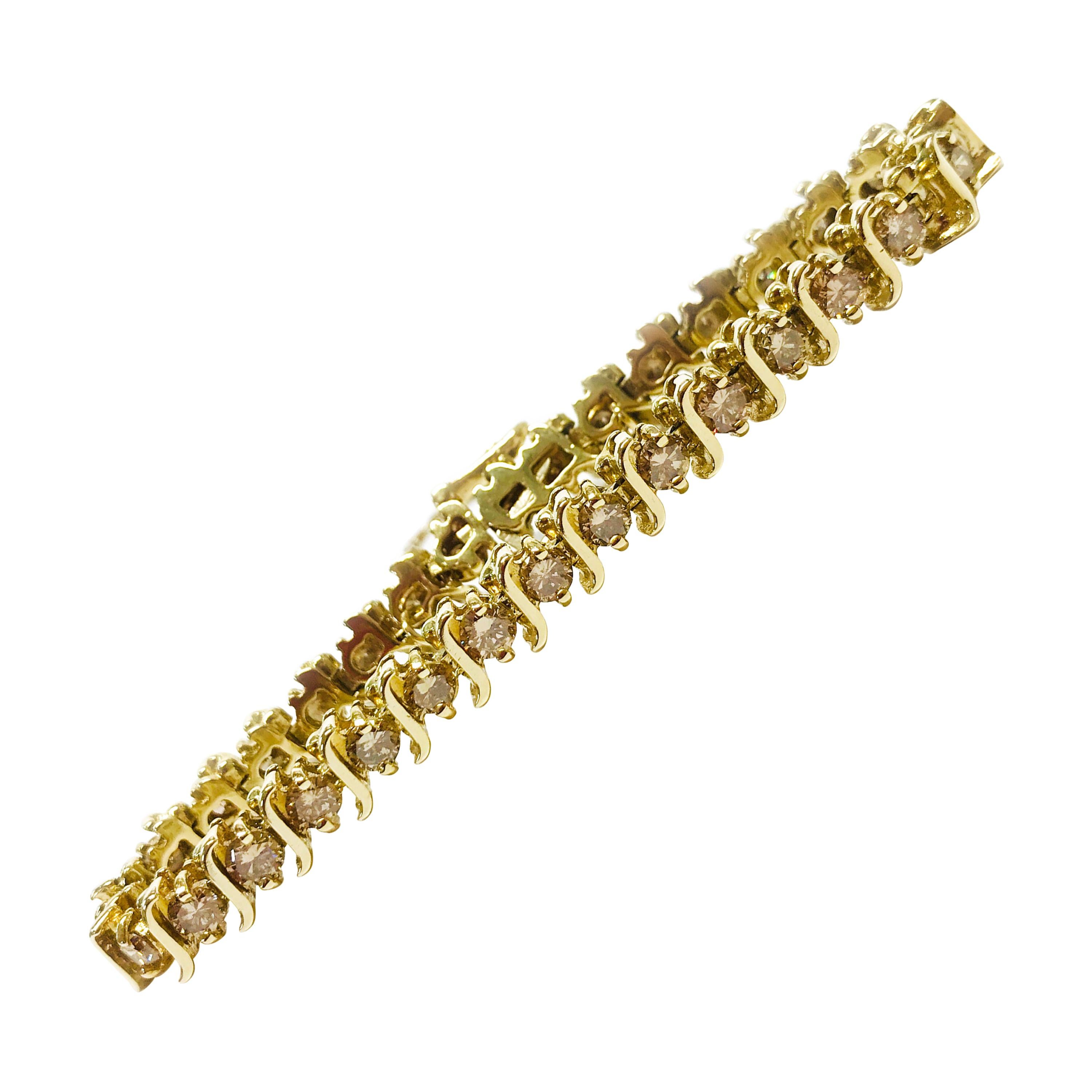 14 Karat Cognac Diamond Tennis Bracelet