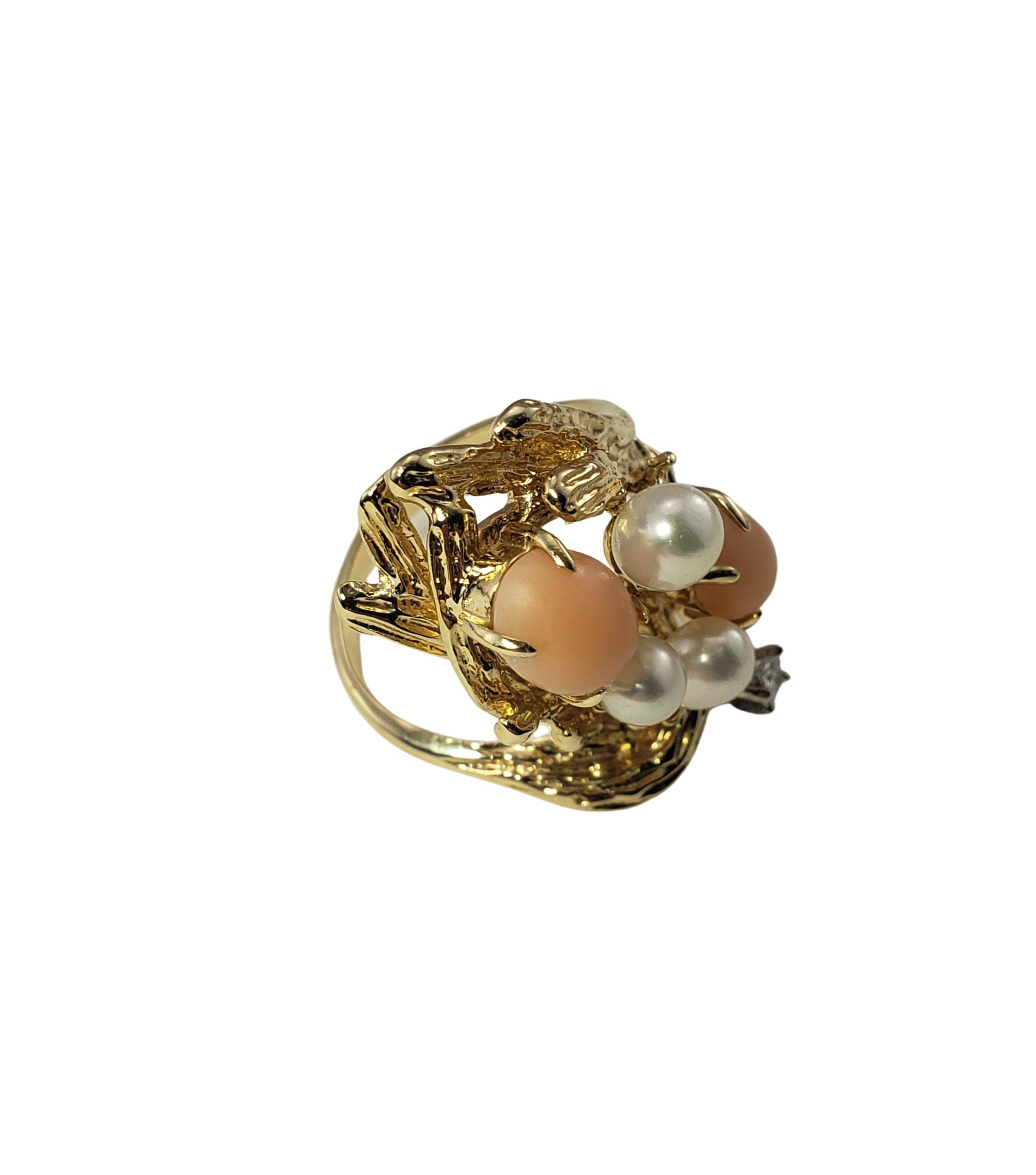 coral and pearl ring