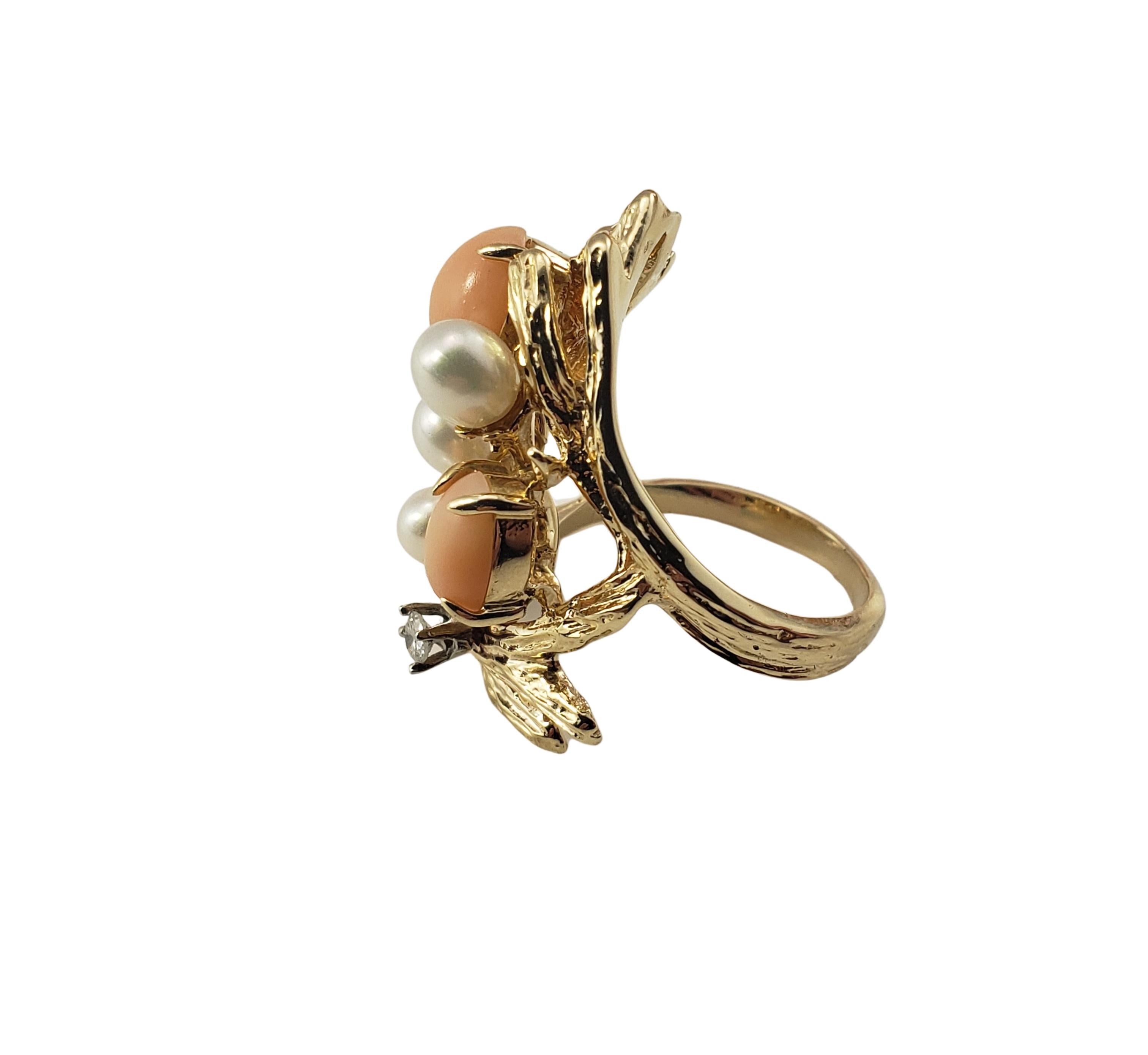 pearl and coral ring