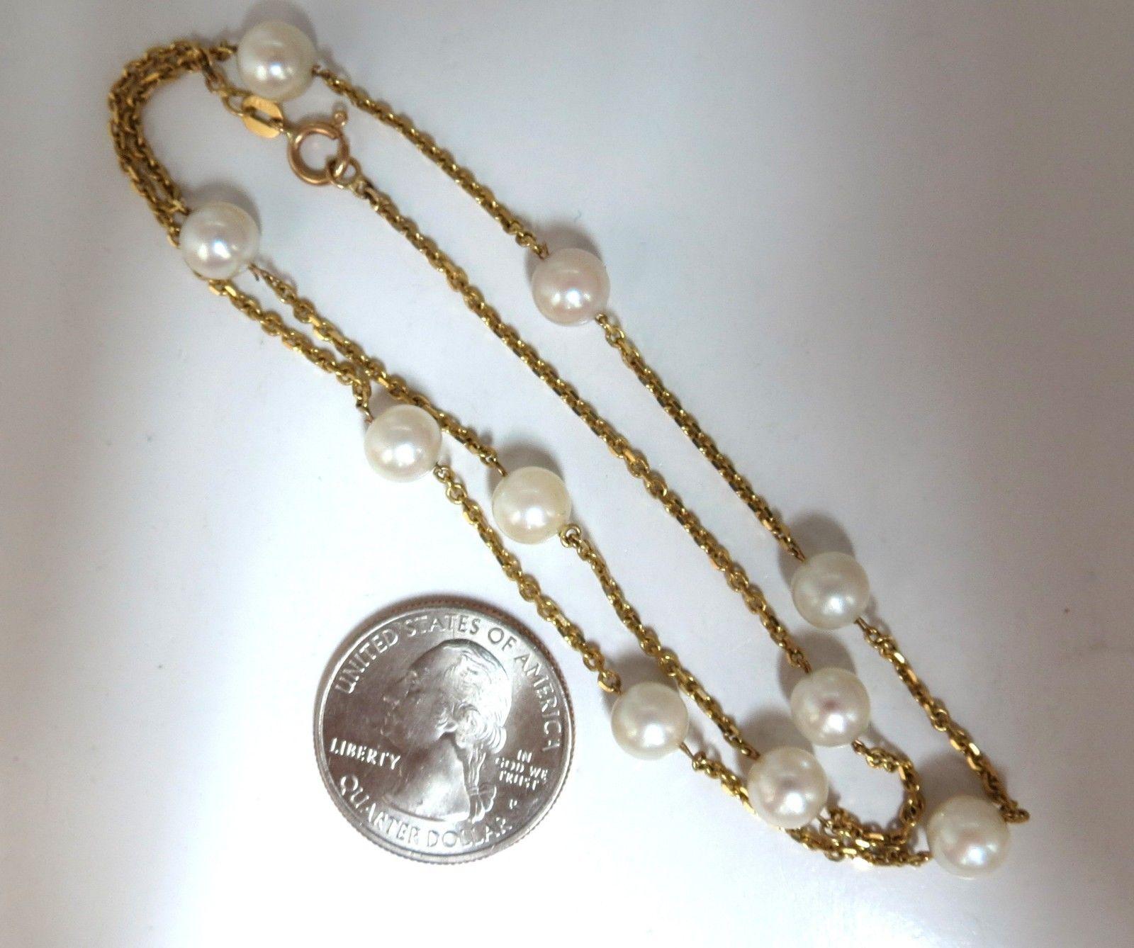 14 Karat Cultured Pearls Yard Necklace 14 Karat In New Condition In New York, NY