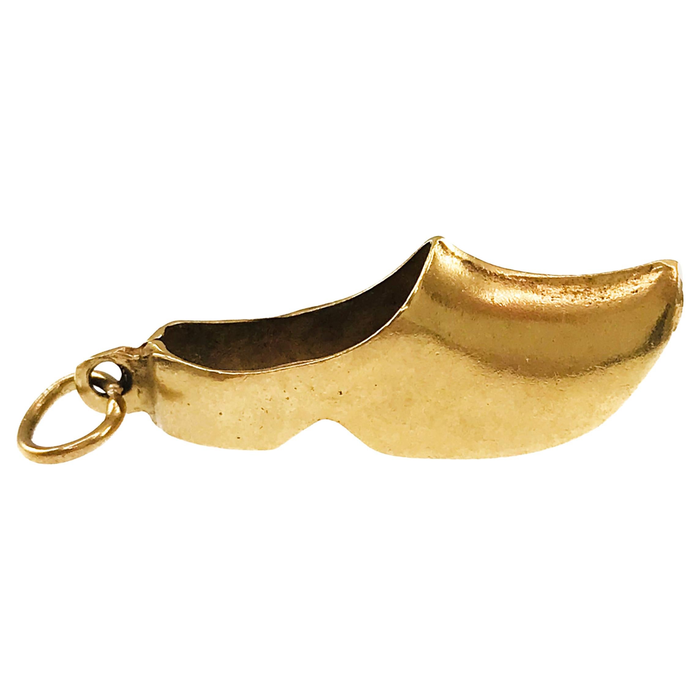 Yellow Gold Danish Clog Pendant For Sale