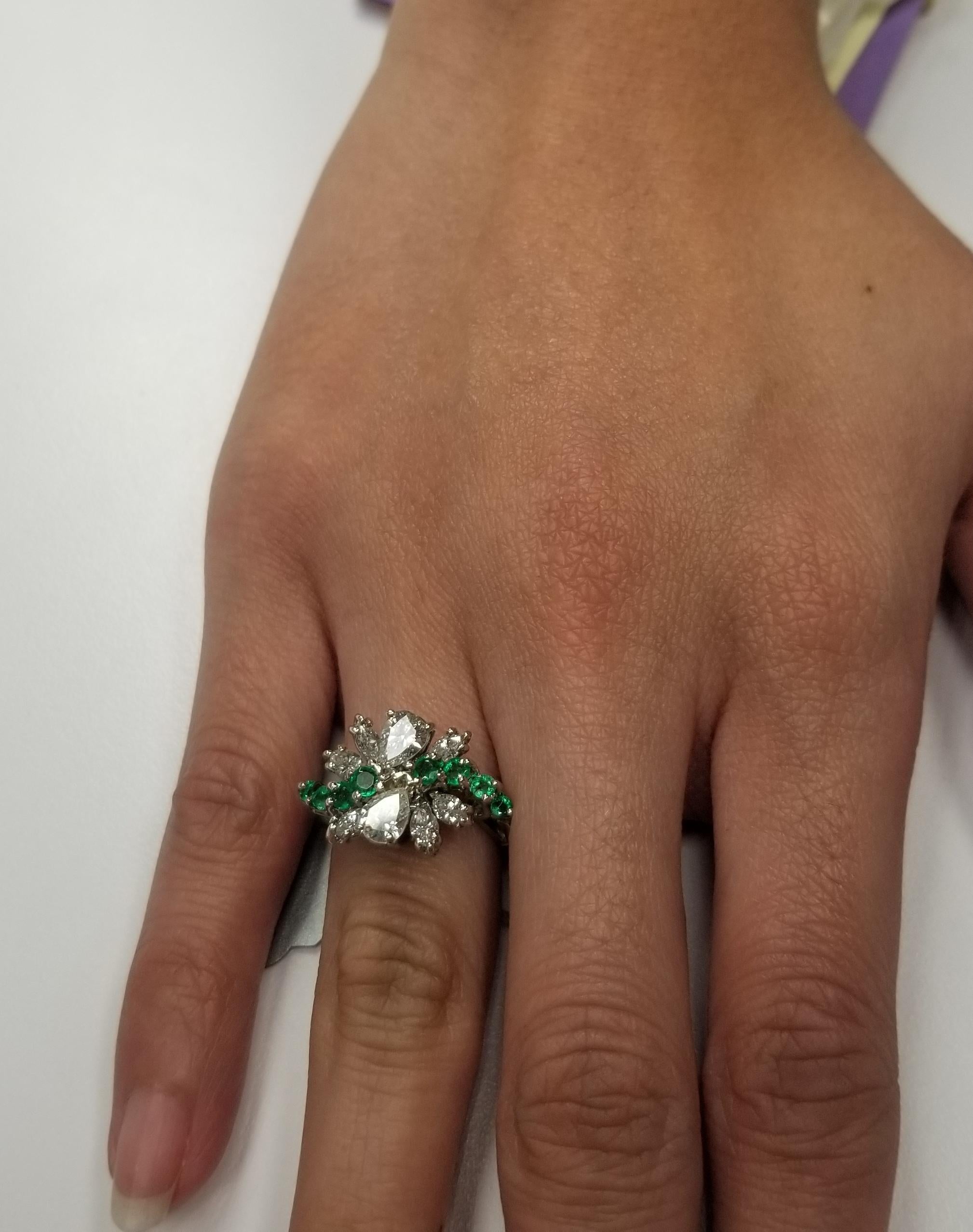 14 Karat Diamond and Emerald Cocktail Ring 4