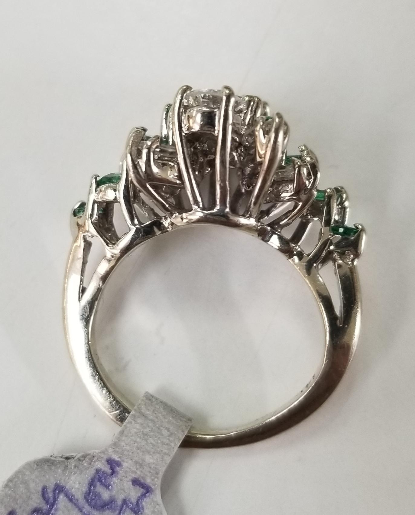 14 Karat Diamond and Emerald Cocktail Ring In Excellent Condition In Los Angeles, CA