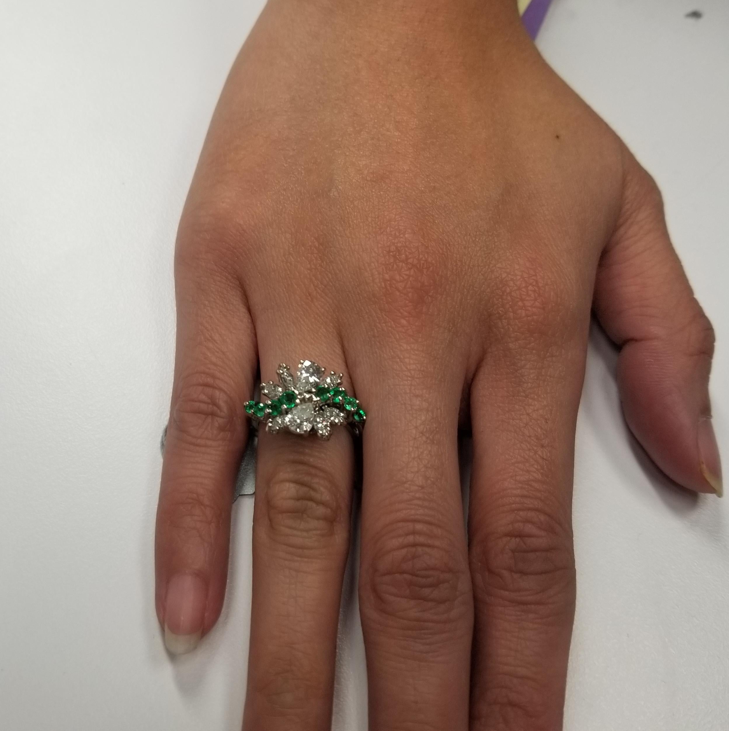14 Karat Diamond and Emerald Cocktail Ring 3