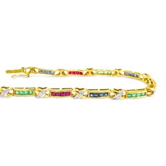 14 Karat Diamond , Ruby, Sapphire, Emerald Ladies Bracelet
