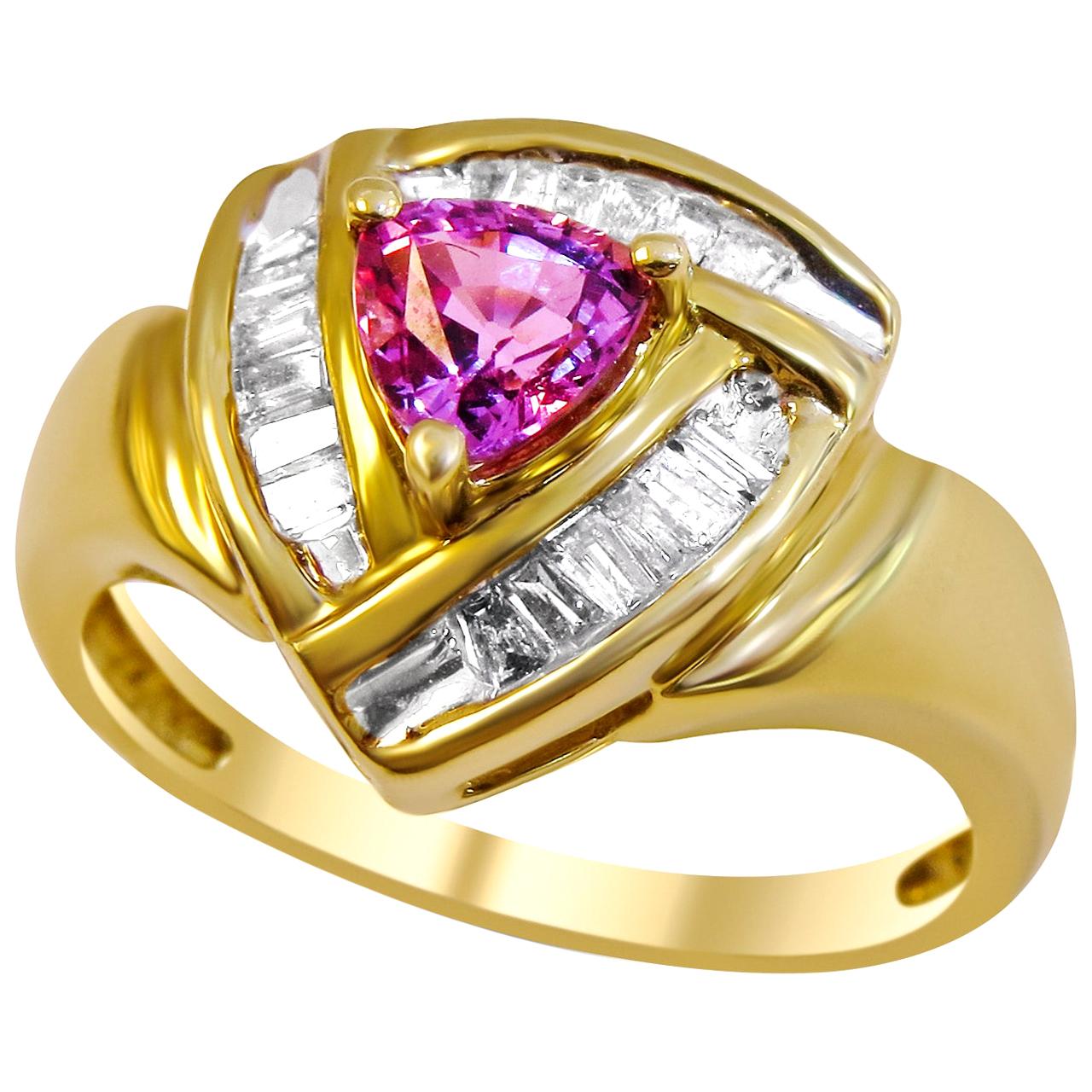 14 Karat Diamond and Pink Mystic Topaz Ladies Ring For Sale