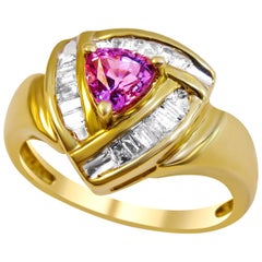 14 Karat Diamond and Pink Mystic Topaz Ladies Ring