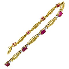 14 Karat Diamond and Ruby Ladies Bracelet