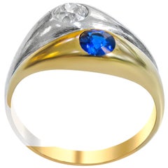 14 Karat Diamond and Sapphire Ladies Ring