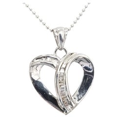 Colgante Corazón Baguette Diamante 14 Quilates