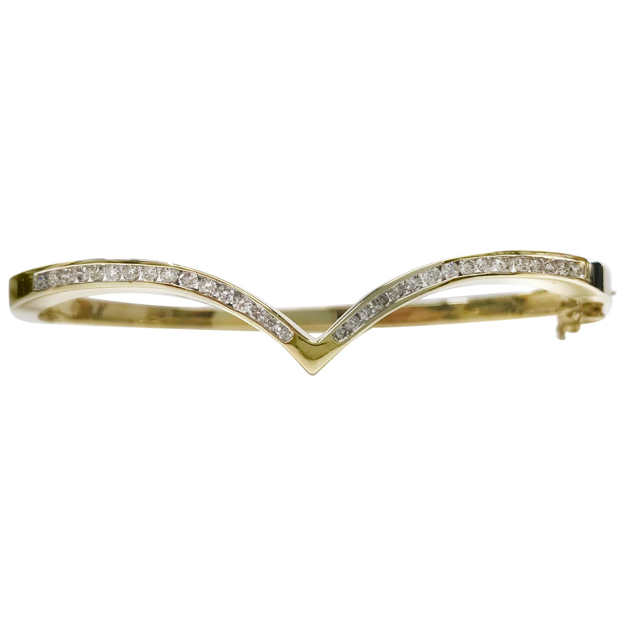 14 Karat Diamond Bangle Bracelet