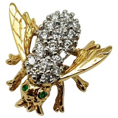 14 Karat Diamant-Brosche ""Bienen"