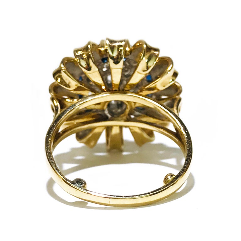 14 Karat Diamond Blue Sapphire Ring For Sale at 1stDibs