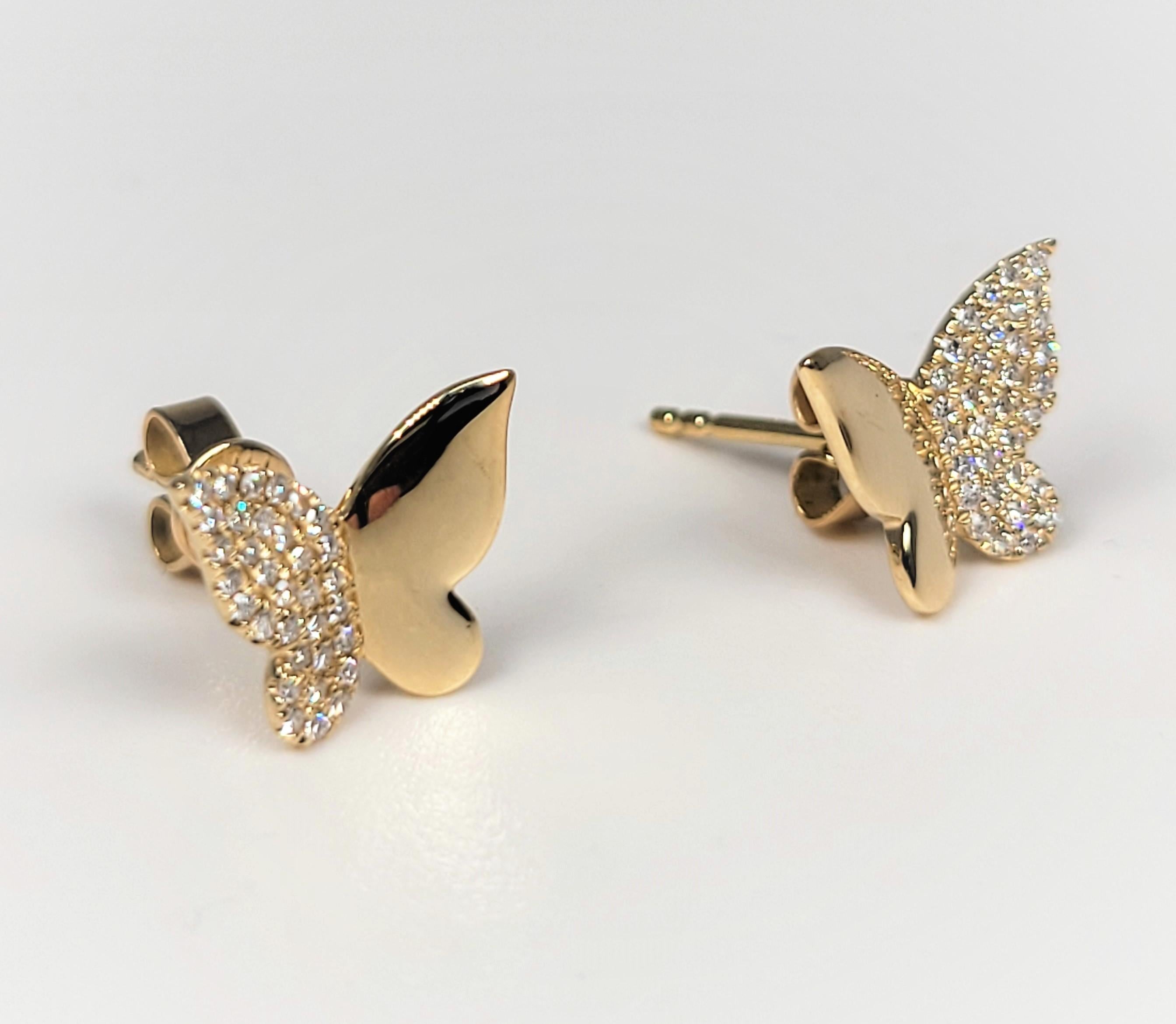 14 carat gold butterfly earrings