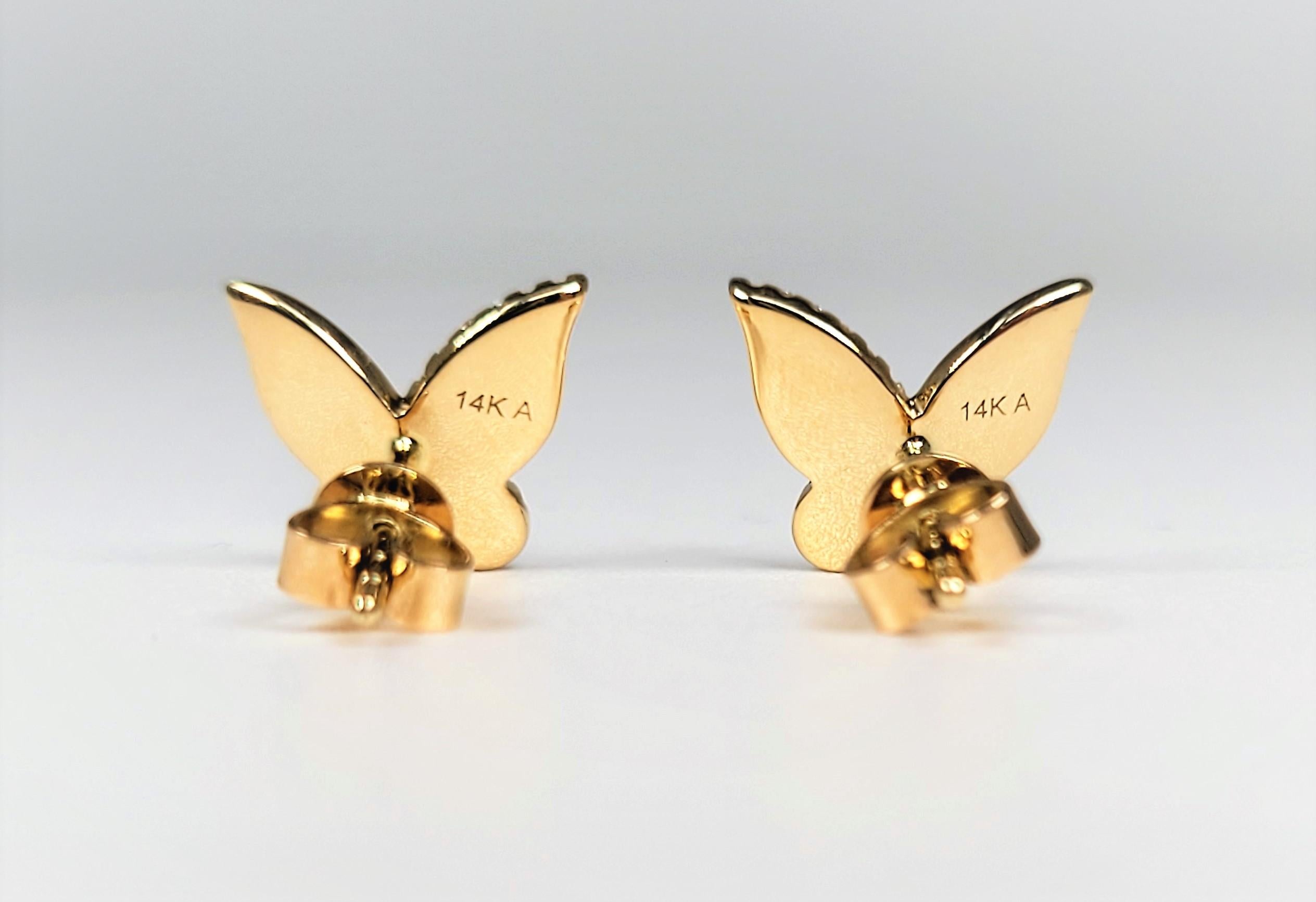 14 Karat Diamond Butterfly Earrings In New Condition For Sale In Dallas, TX