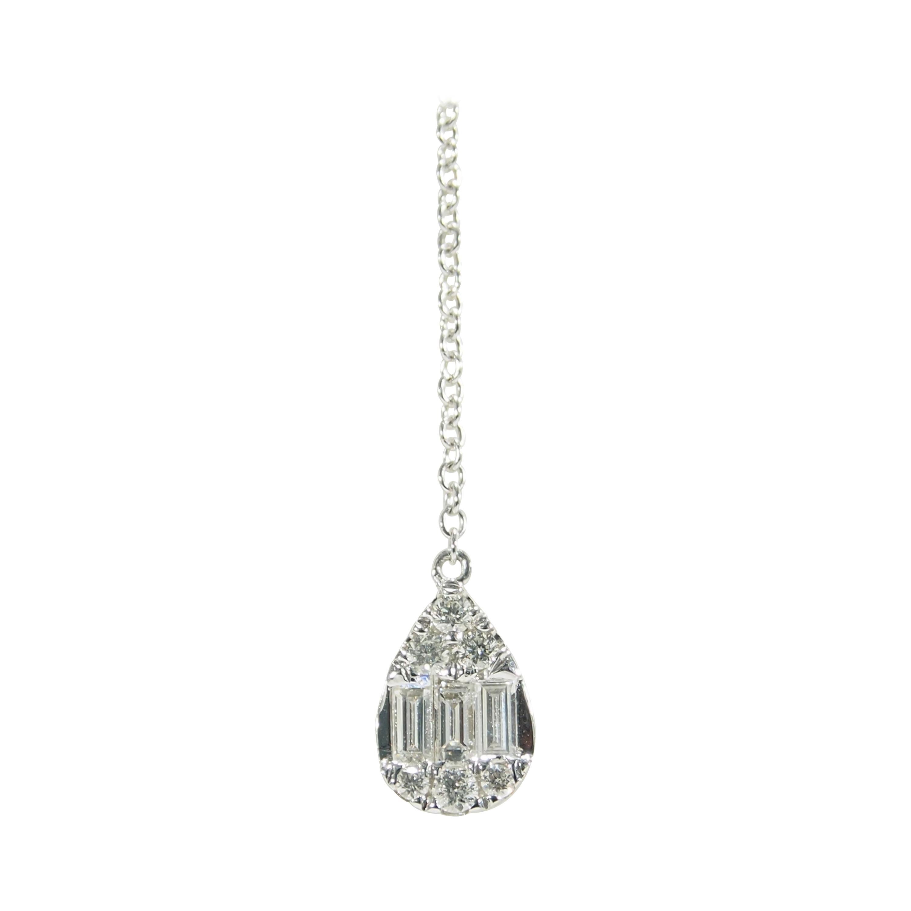 14 Karat Diamond Cluster Necklace Pendant Dangle White Gold 0.48 Carat For Sale