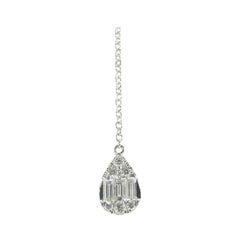 14 Karat Diamond Cluster Necklace Pendant Dangle White Gold 0.48 Carat