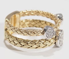 14 Karat Diamond Cluster Ring Double Shank Woven Yellow White Gold