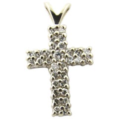 14 Karat Diamond Cross Pendant Vintage 14 Karat Diamond Cross Pendant