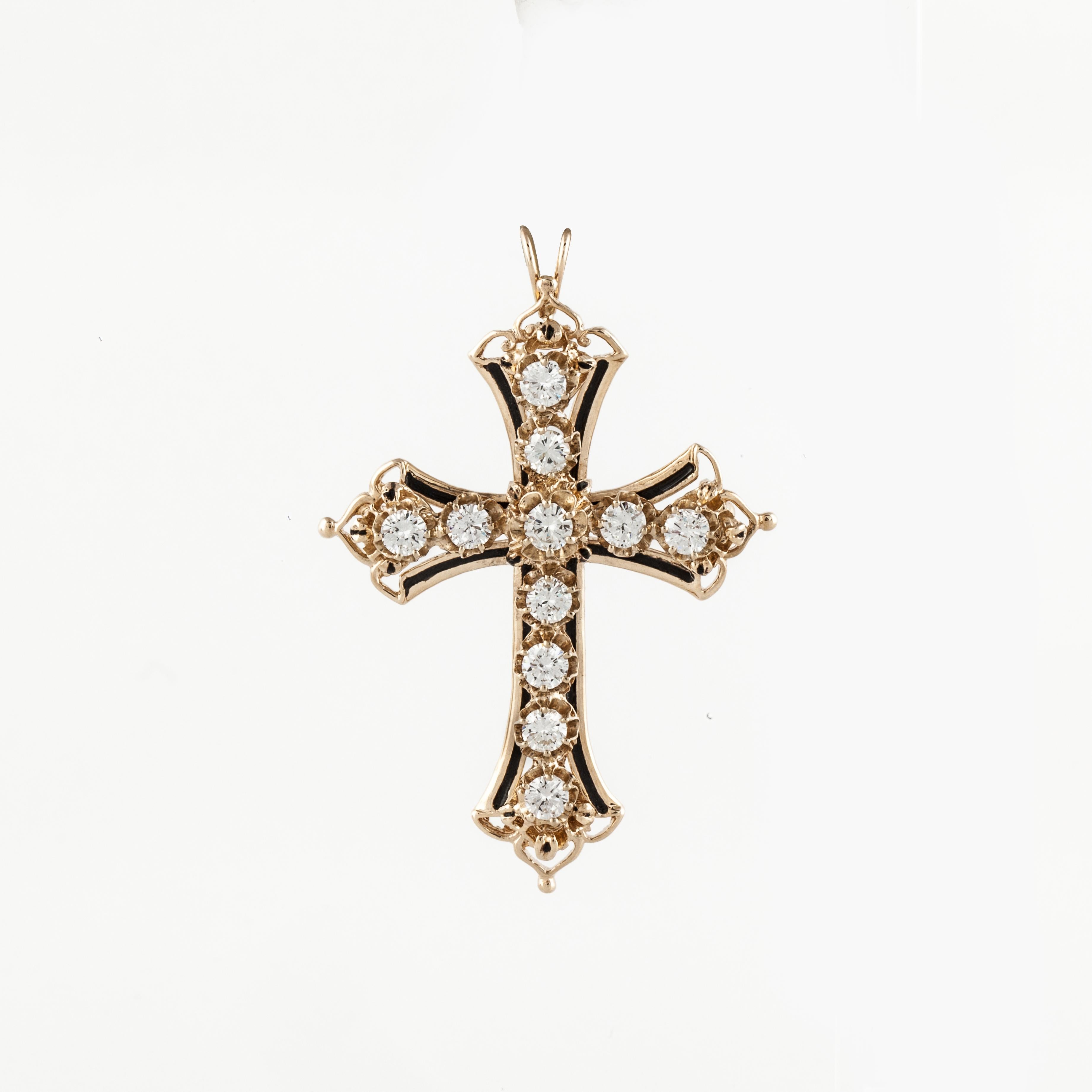 Women's or Men's 14 Karat Diamond Cross Pin Pendant