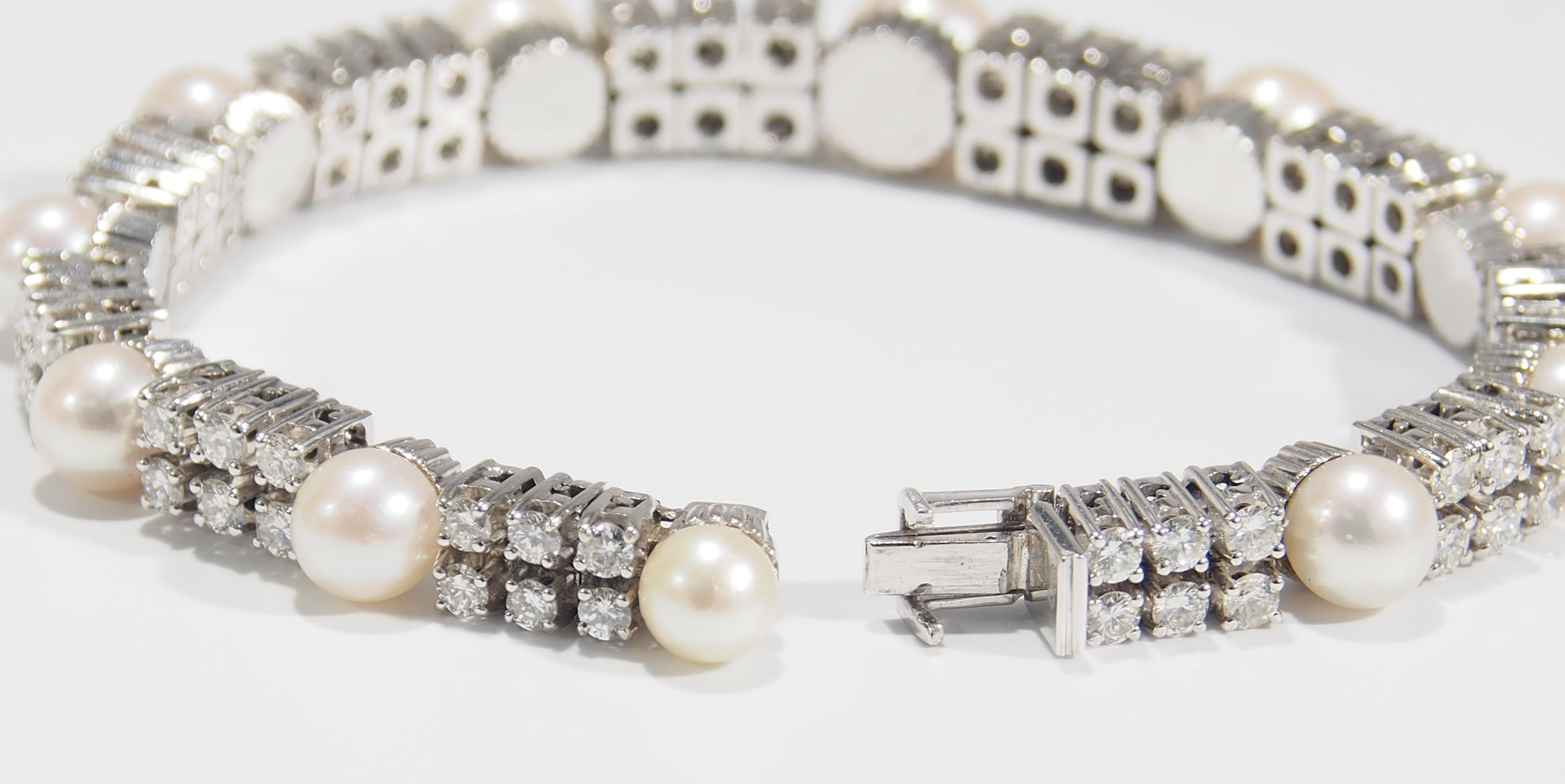 diamond and pearl tennis bracelet
