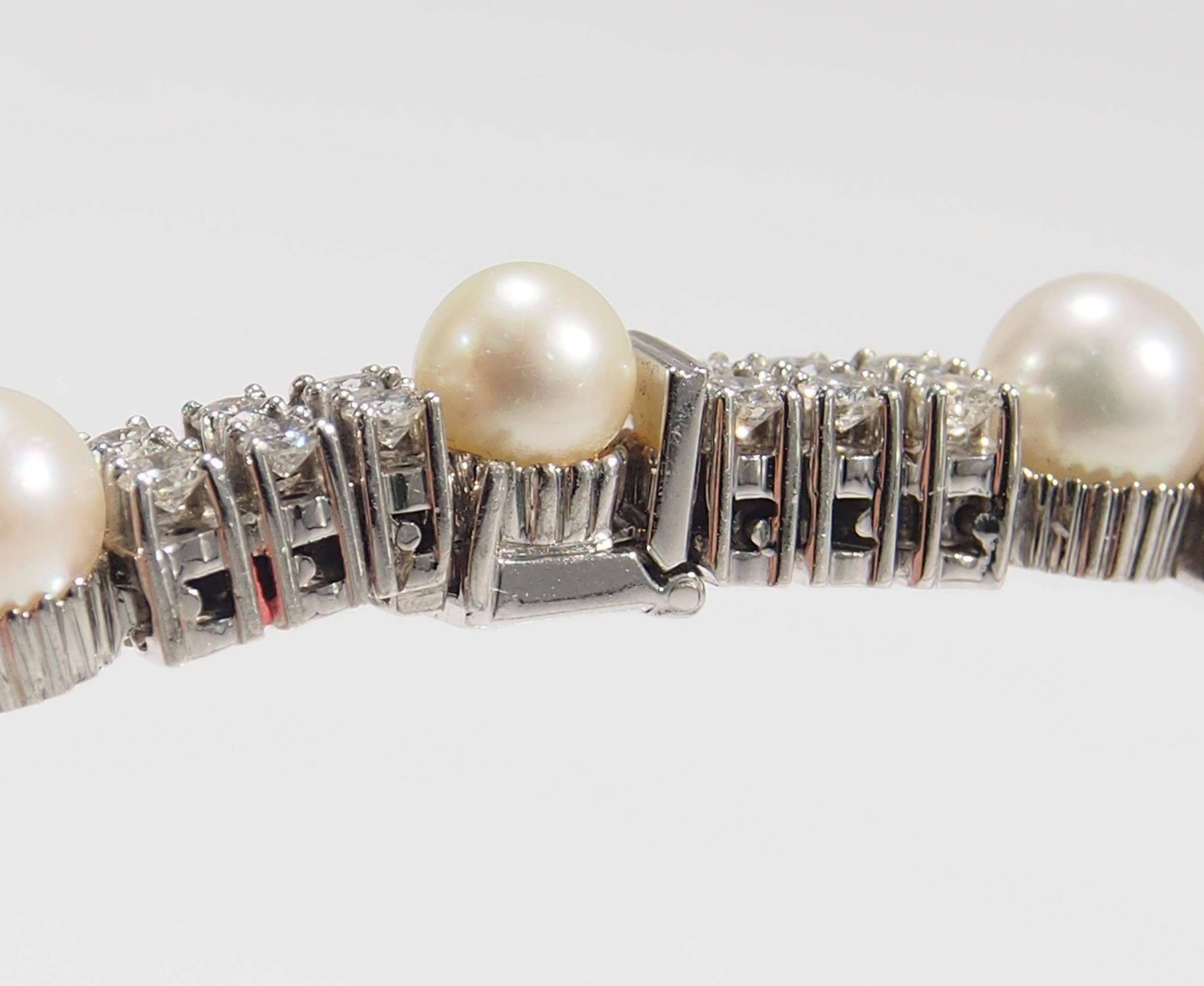 pearl and diamond tennis bracelet