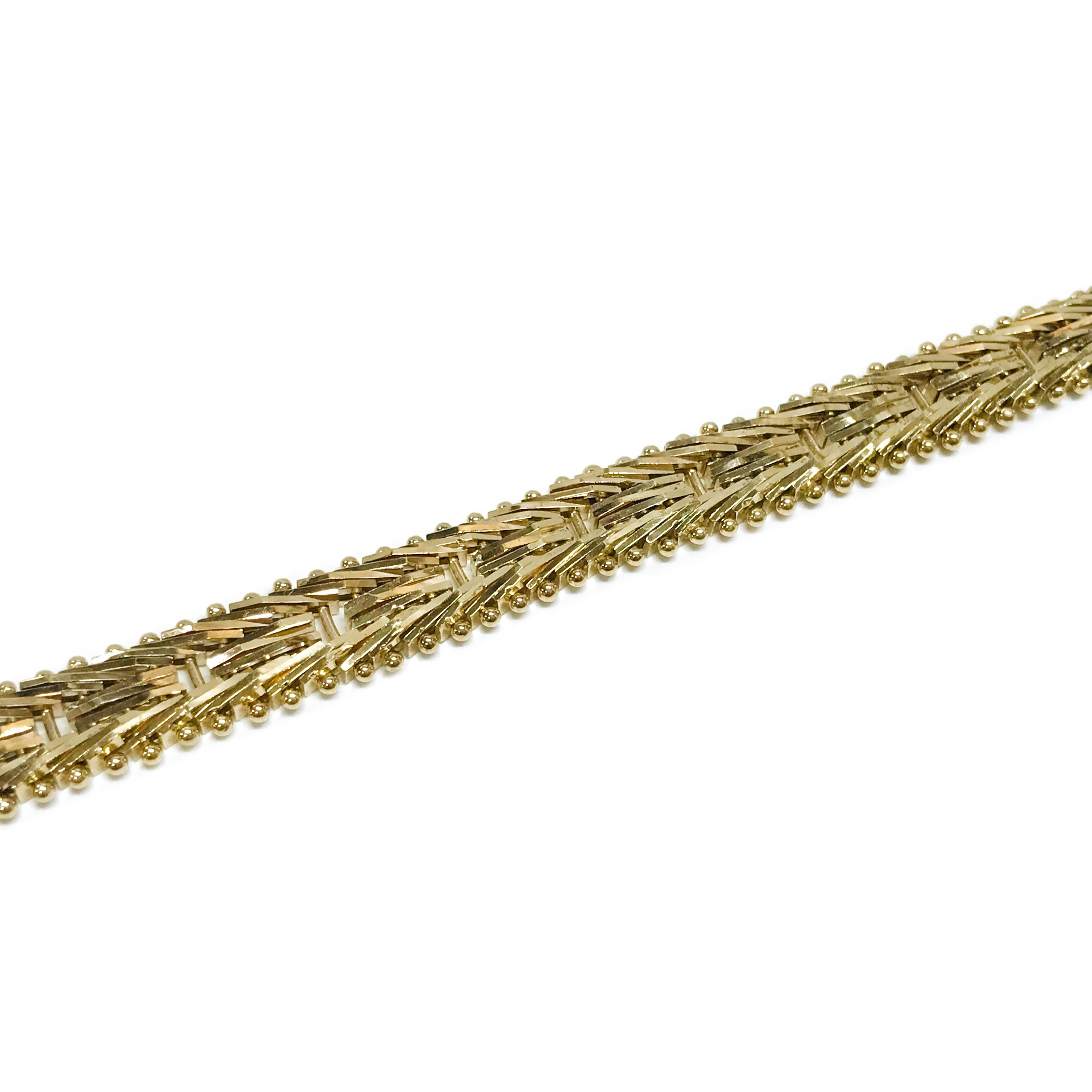 Rétro Bracelet à maillons en queue de renard taillée en diamants 14 carats en vente