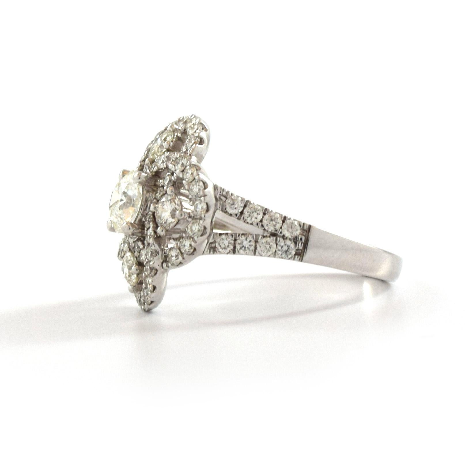 Modern 14 Karat Diamond Engagement Ring For Sale