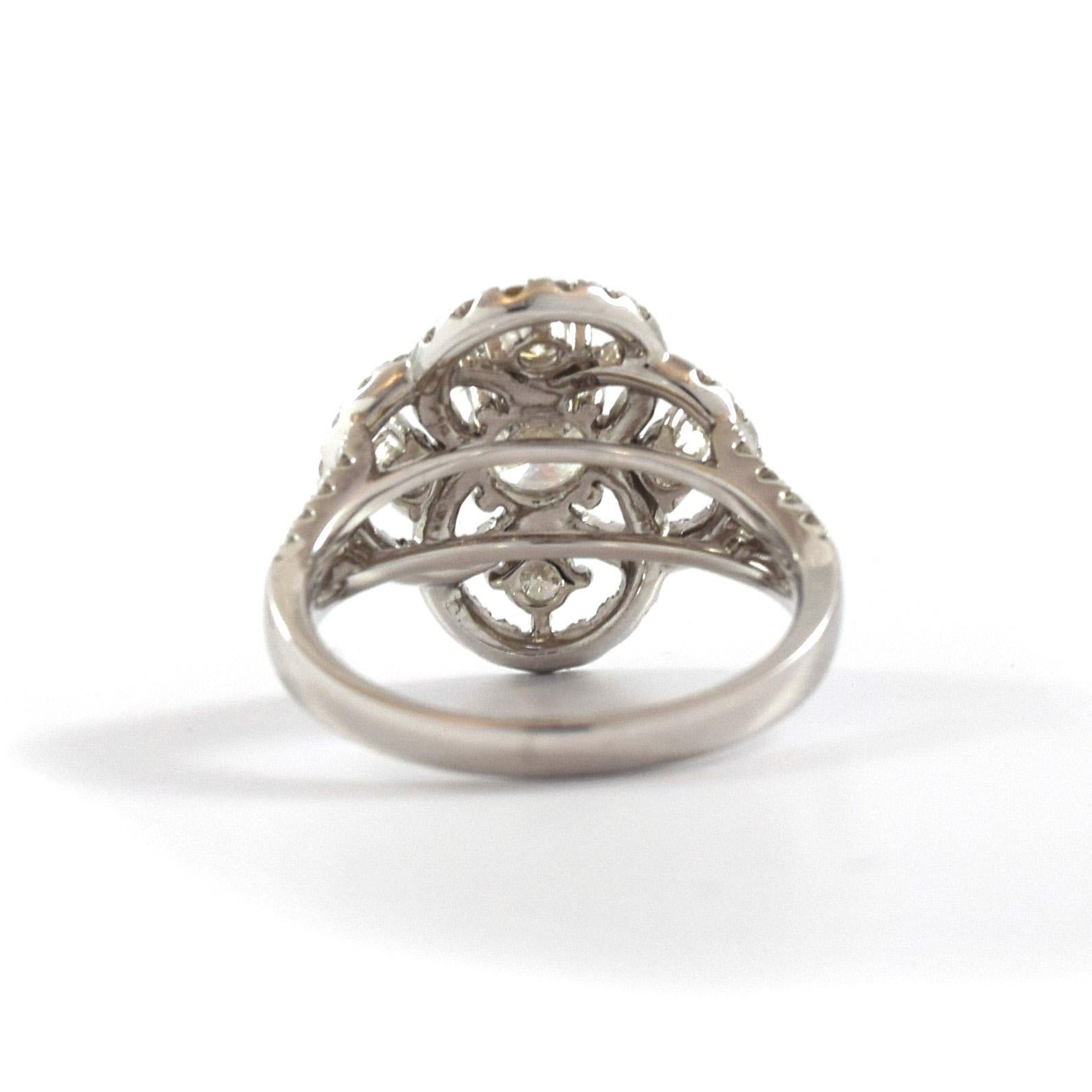 Round Cut 14 Karat Diamond Engagement Ring For Sale