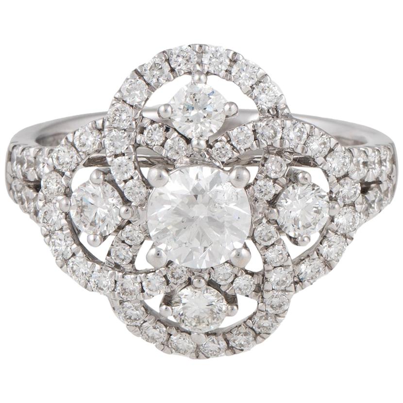 14 Karat Diamond Engagement Ring For Sale