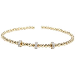 14 Karat Diamond Flexible Bracelet Yellow Gold Cluster 0.12 Carat