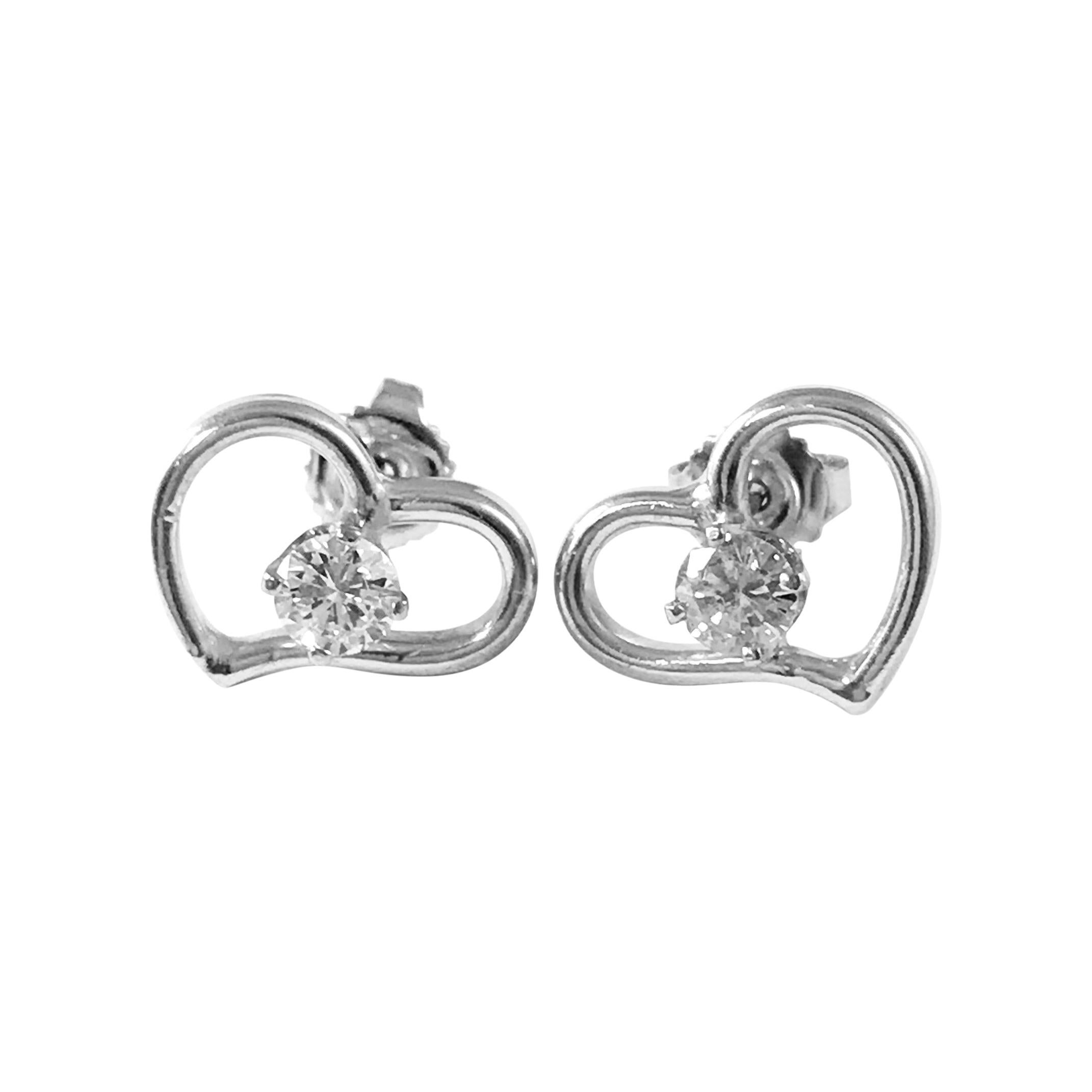 14 Karat Diamond Heart Earrings