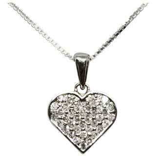 Diamond Staggered 3-Row Heart Necklace at 1stDibs