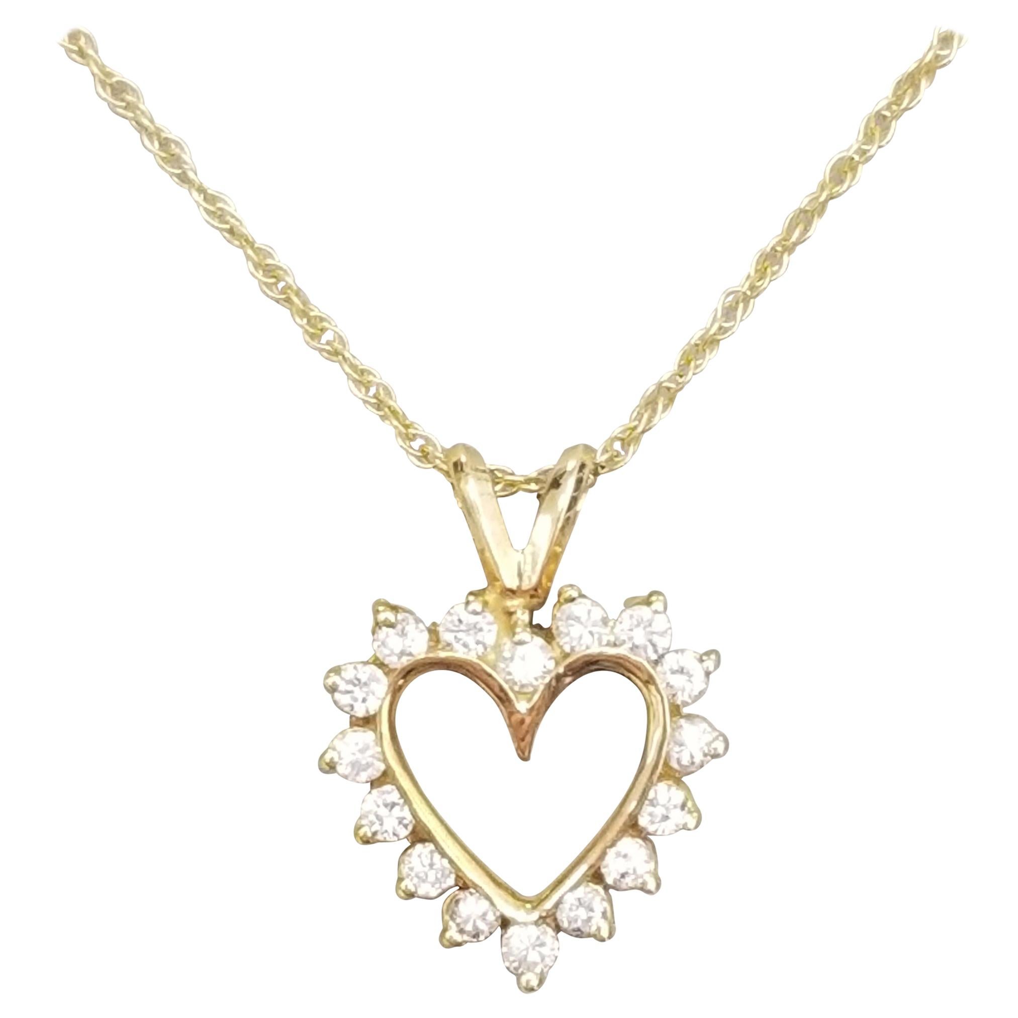 14 Karat Diamond Heart .35pts. For Sale