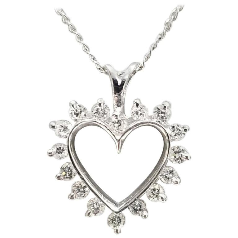 14 Karat Diamond Heart Pendant .25pts. For Sale