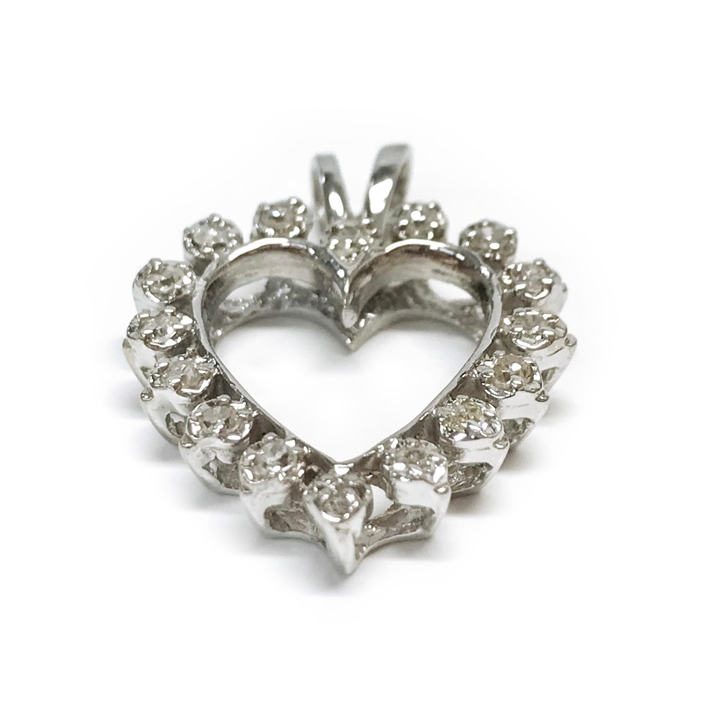 14 Karat Diamant-Herz-Anhänger (Rundschliff)