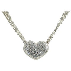 14 Karat Diamond Heart Pendant Necklace White Gold 0.68 Carat