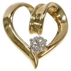 Vintage Yellow Gold Diamond Heart Slide Pendant