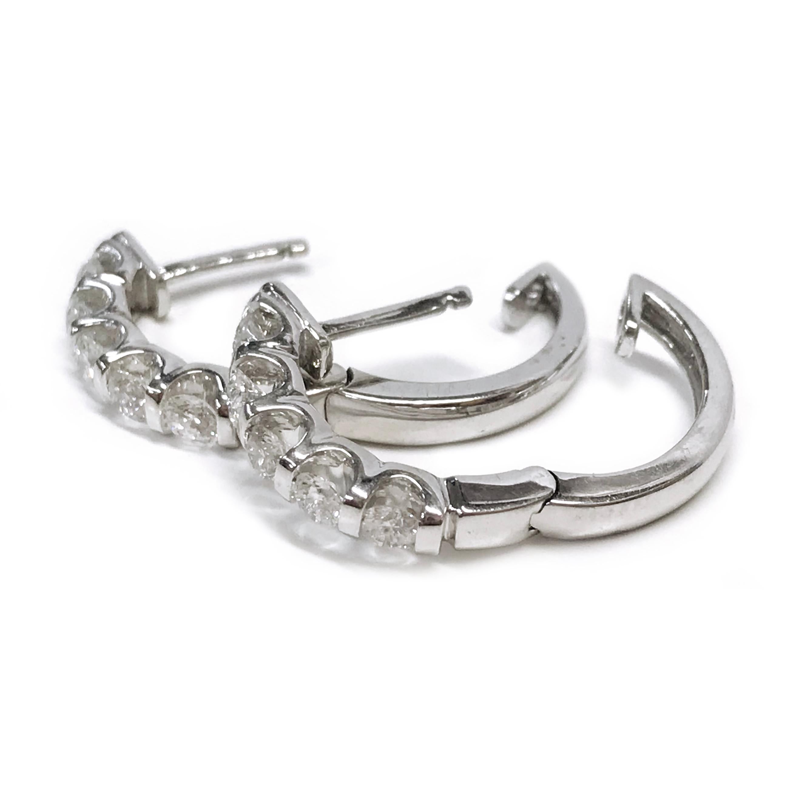 Contemporary White Gold Diamond Hoop Earrings For Sale